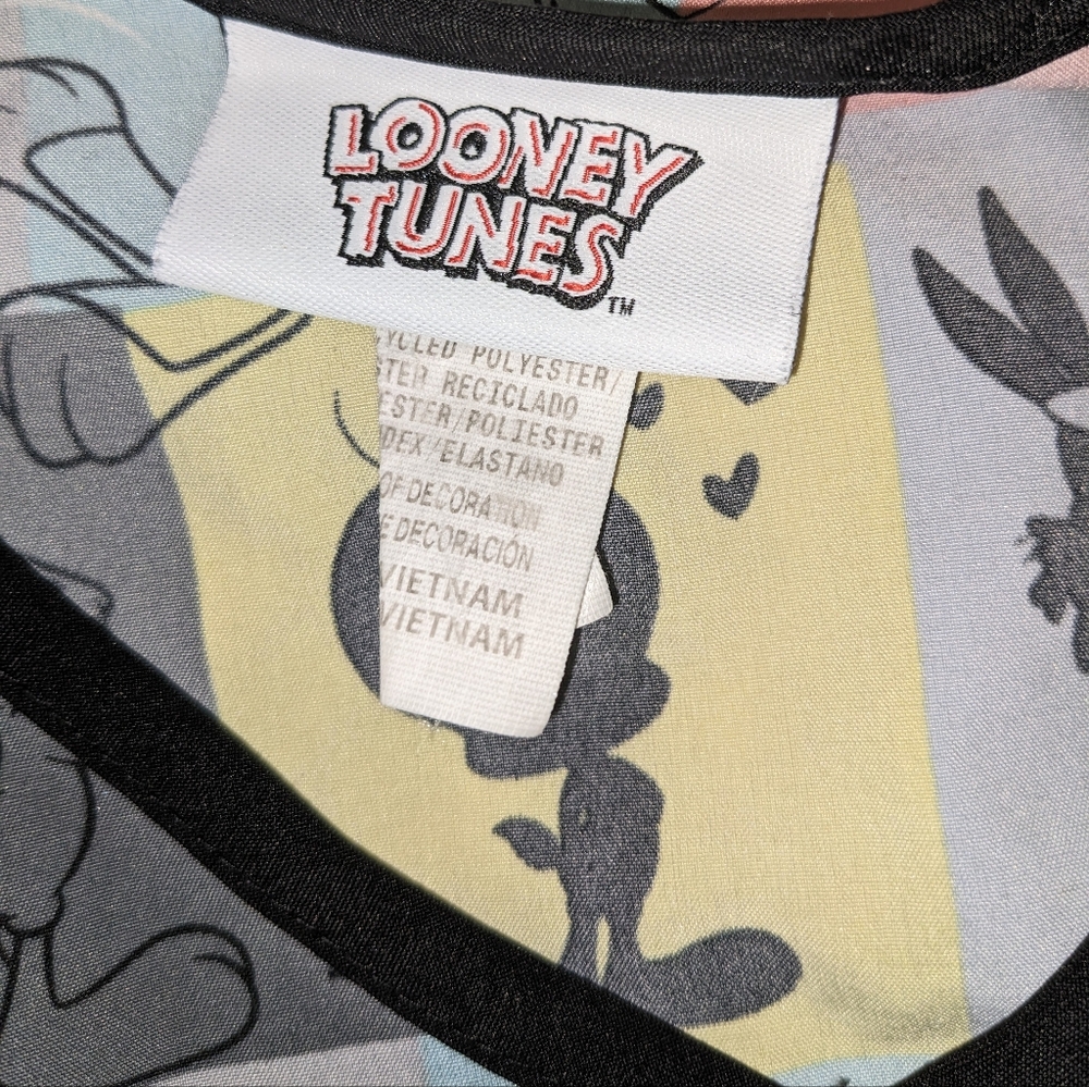 Looney Tune Characters Colorblock V-Neck Scrub Top - Picture 9 of 10